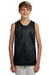 A4 N2206 Youth Reversible Moisture Wicking Mesh Tank Top Black/White Model Front