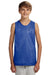 A4 N2206 Youth Reversible Moisture Wicking Mesh Tank Top Royal Blue/White Model Front