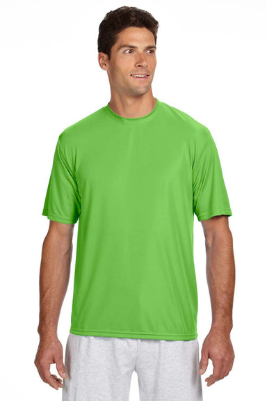 A4 N3142 Mens Performance Moisture Wicking Short Sleeve Crewneck T-Shirt Lime Green Model Front
