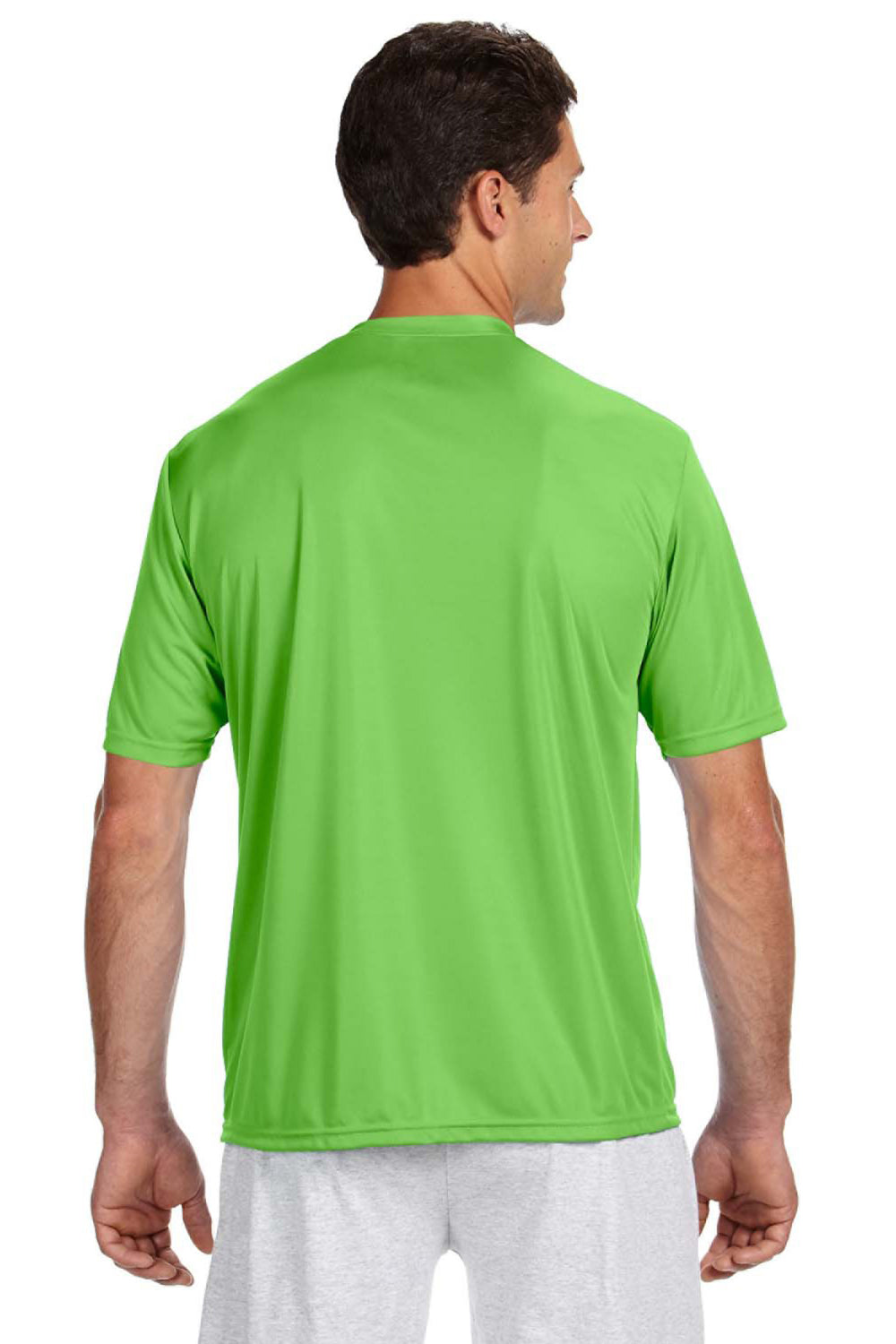 A4 N3142 Mens Performance Moisture Wicking Short Sleeve Crewneck T-Shirt Lime Green Model Back