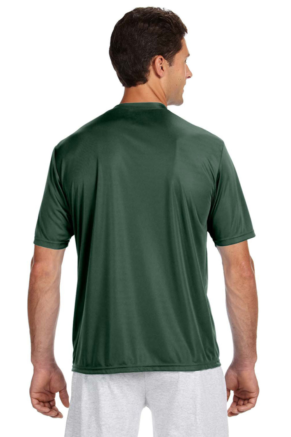 A4 N3142 Mens Performance Moisture Wicking Short Sleeve Crewneck T-Shirt Forest Green Model Back