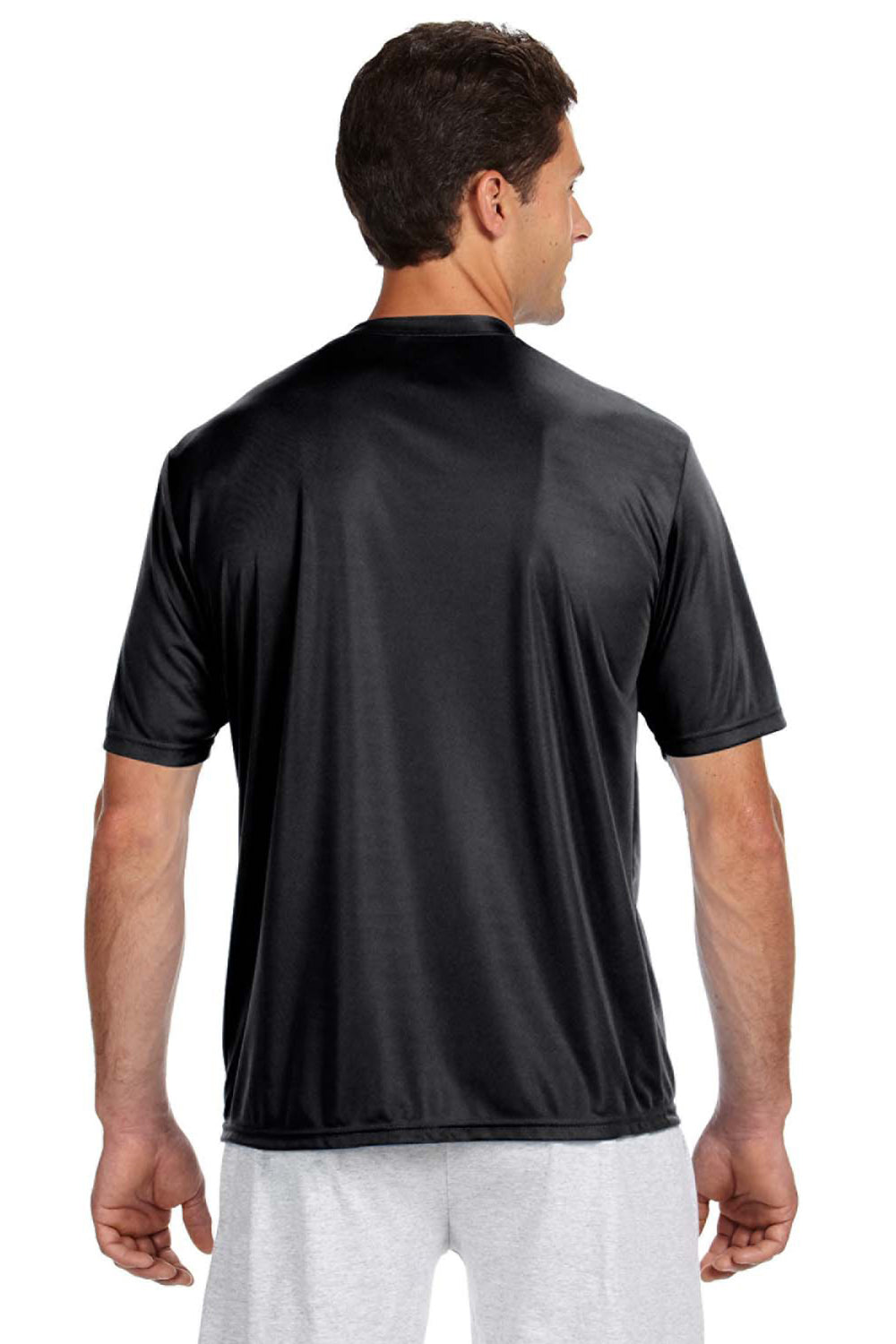 A4 N3142 Mens Performance Moisture Wicking Short Sleeve Crewneck T-Shirt Black Model Back