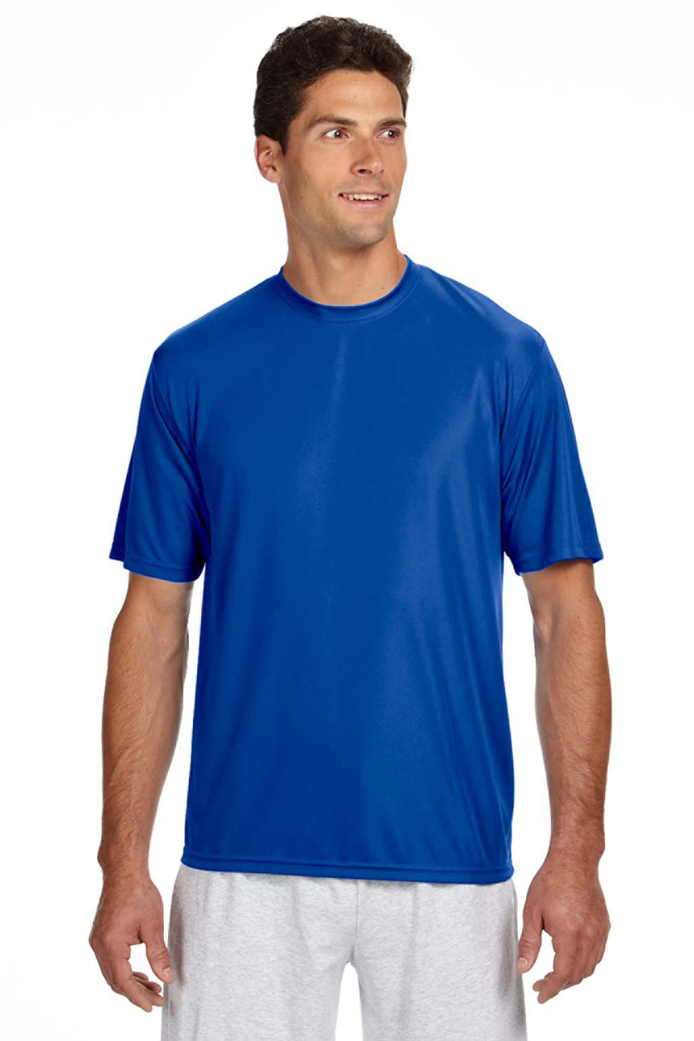 A4 N3142 Mens Performance Moisture Wicking Short Sleeve Crewneck T-Shirt Royal Blue Model Front