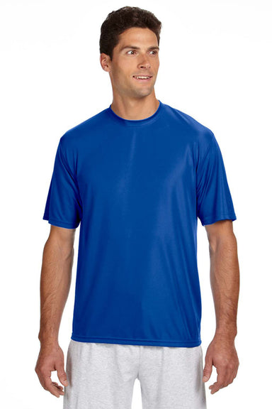 A4 N3142 Mens Performance Moisture Wicking Short Sleeve Crewneck T-Shirt Royal Blue Model Front