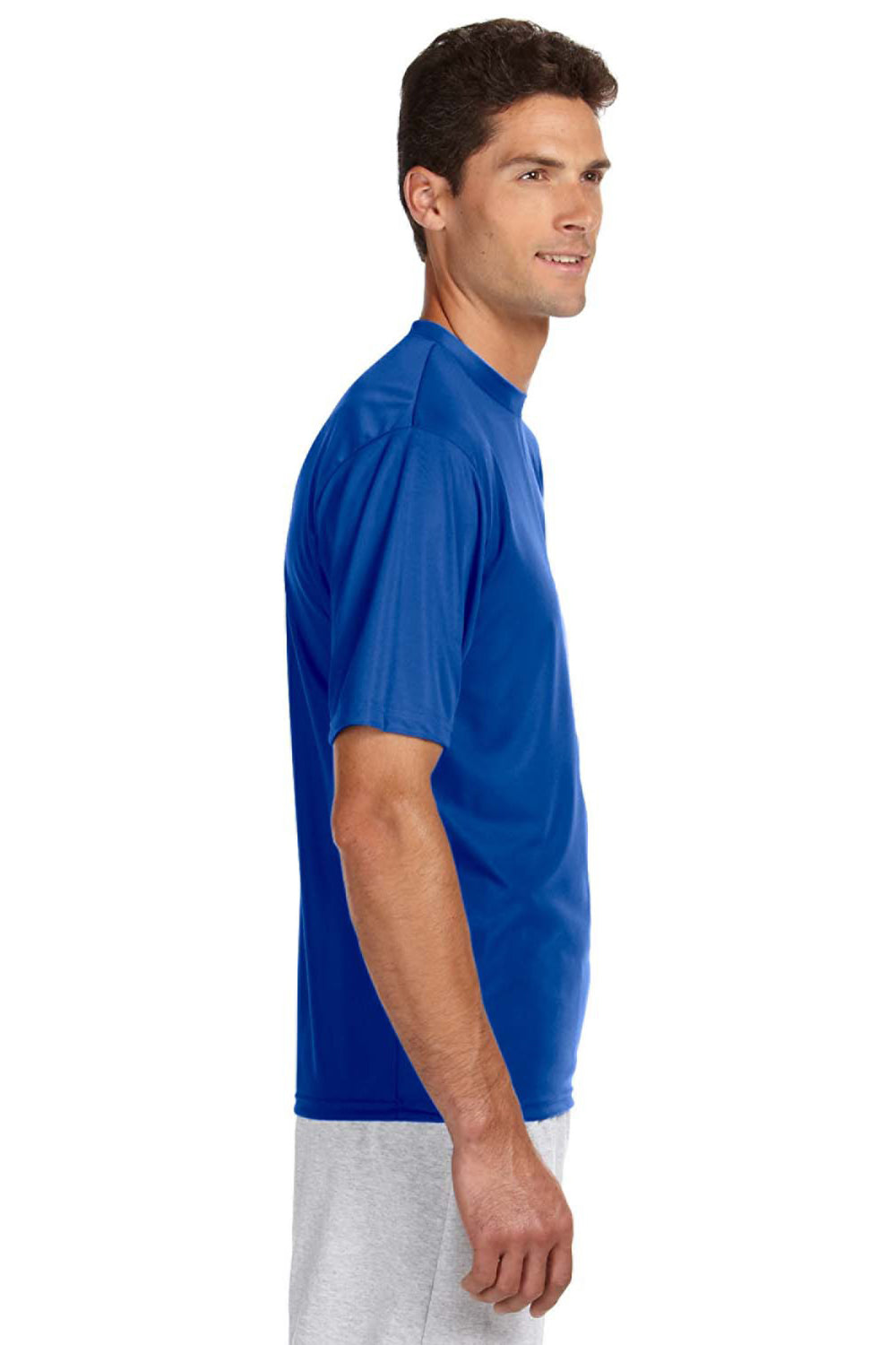 A4 N3142 Mens Performance Moisture Wicking Short Sleeve Crewneck T-Shirt Royal Blue Model Side