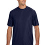 A4 Mens Performance Moisture Wicking Short Sleeve Crewneck T-Shirt - Navy Blue