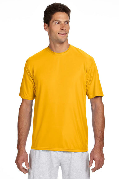 A4 N3142 Mens Performance Moisture Wicking Short Sleeve Crewneck T-Shirt Gold Model Front