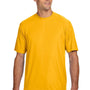 A4 Mens Performance Moisture Wicking Short Sleeve Crewneck T-Shirt - Gold