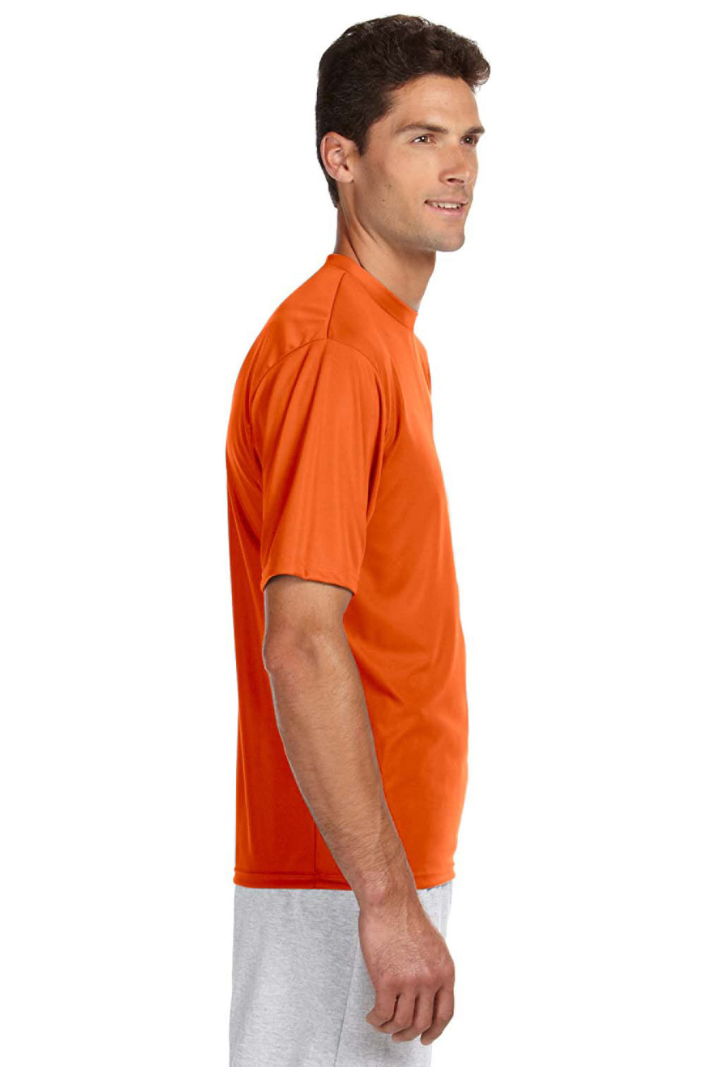 A4 N3142 Mens Performance Moisture Wicking Short Sleeve Crewneck T-Shirt Orange Model Side