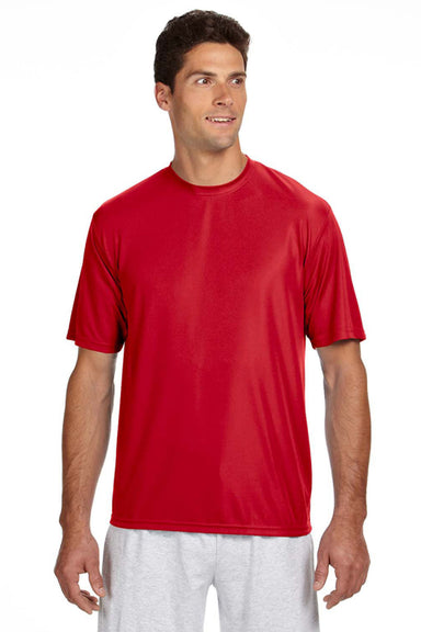 A4 N3142 Mens Performance Moisture Wicking Short Sleeve Crewneck T-Shirt Scarlet Red Model Front