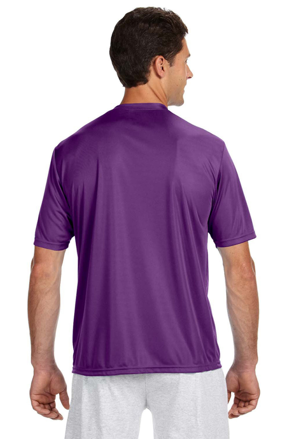 A4 N3142 Mens Performance Moisture Wicking Short Sleeve Crewneck T-Shirt Purple Model Back