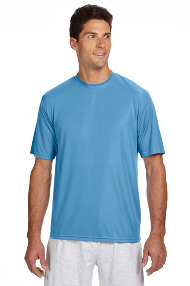 A4 N3142 Mens Performance Moisture Wicking Short Sleeve Crewneck T-Shirt Light Blue Model Front