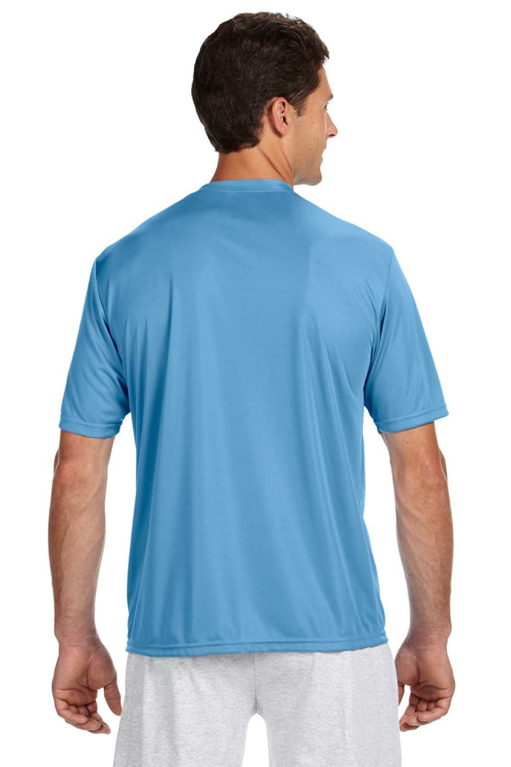 A4 N3142 Mens Performance Moisture Wicking Short Sleeve Crewneck T-Shirt Light Blue Model Back