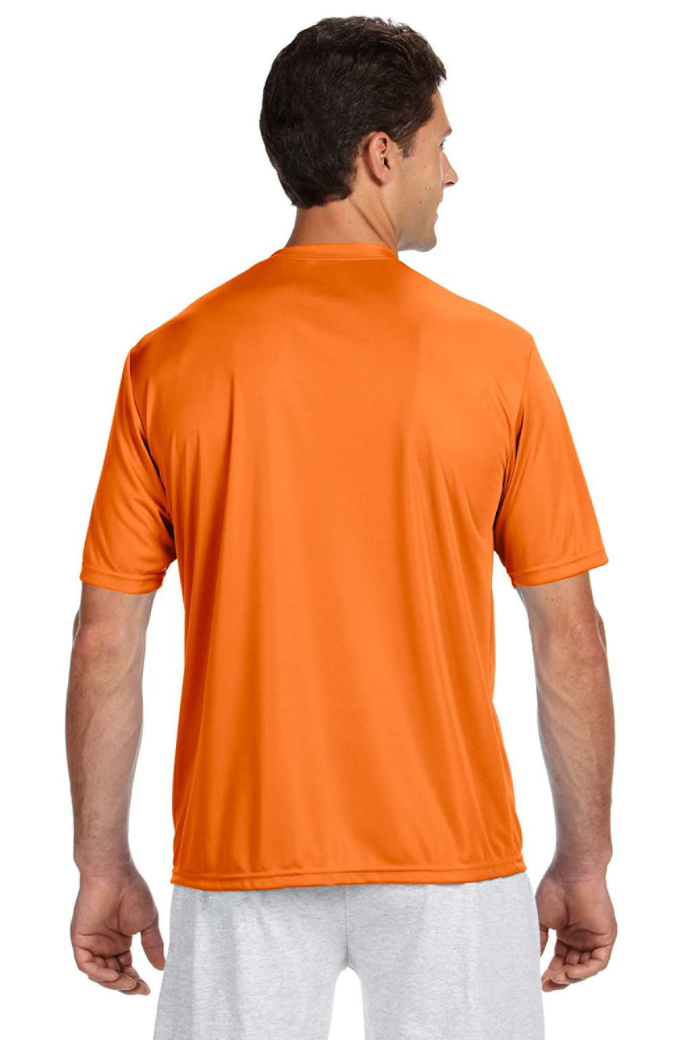 A4 N3142 Mens Performance Moisture Wicking Short Sleeve Crewneck T-Shirt Safety Orange Model Back