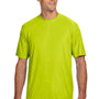 A4 Mens Performance Moisture Wicking Short Sleeve Crewneck T-Shirt - Safety Yellow