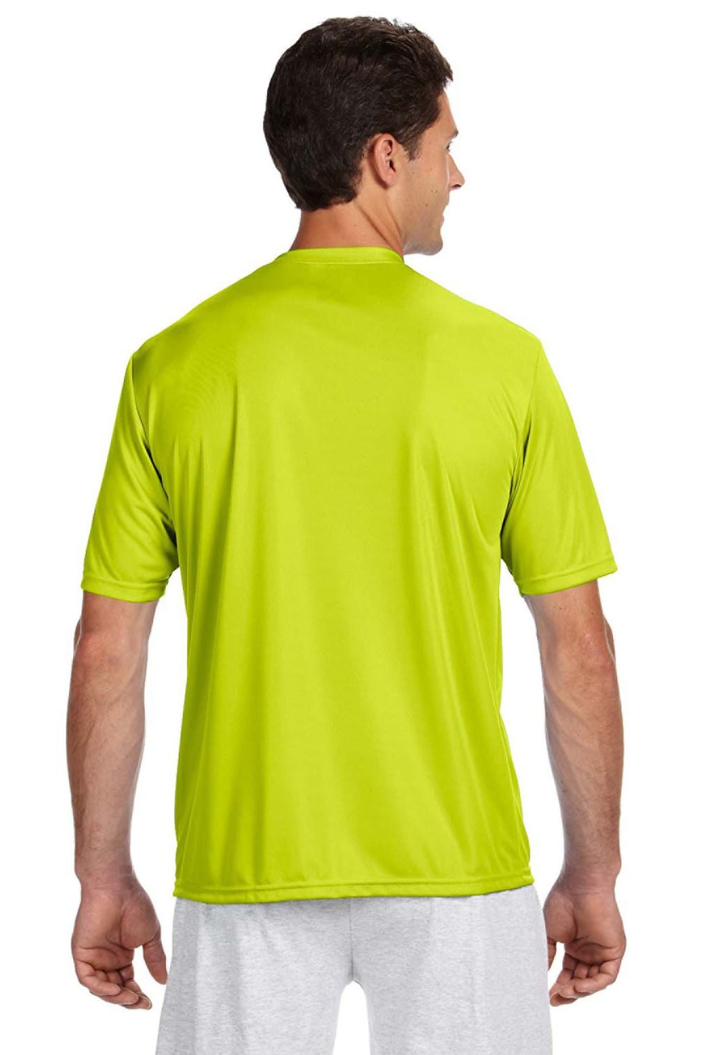 A4 N3142 Mens Performance Moisture Wicking Short Sleeve Crewneck T-Shirt Safety Yellow Model Back