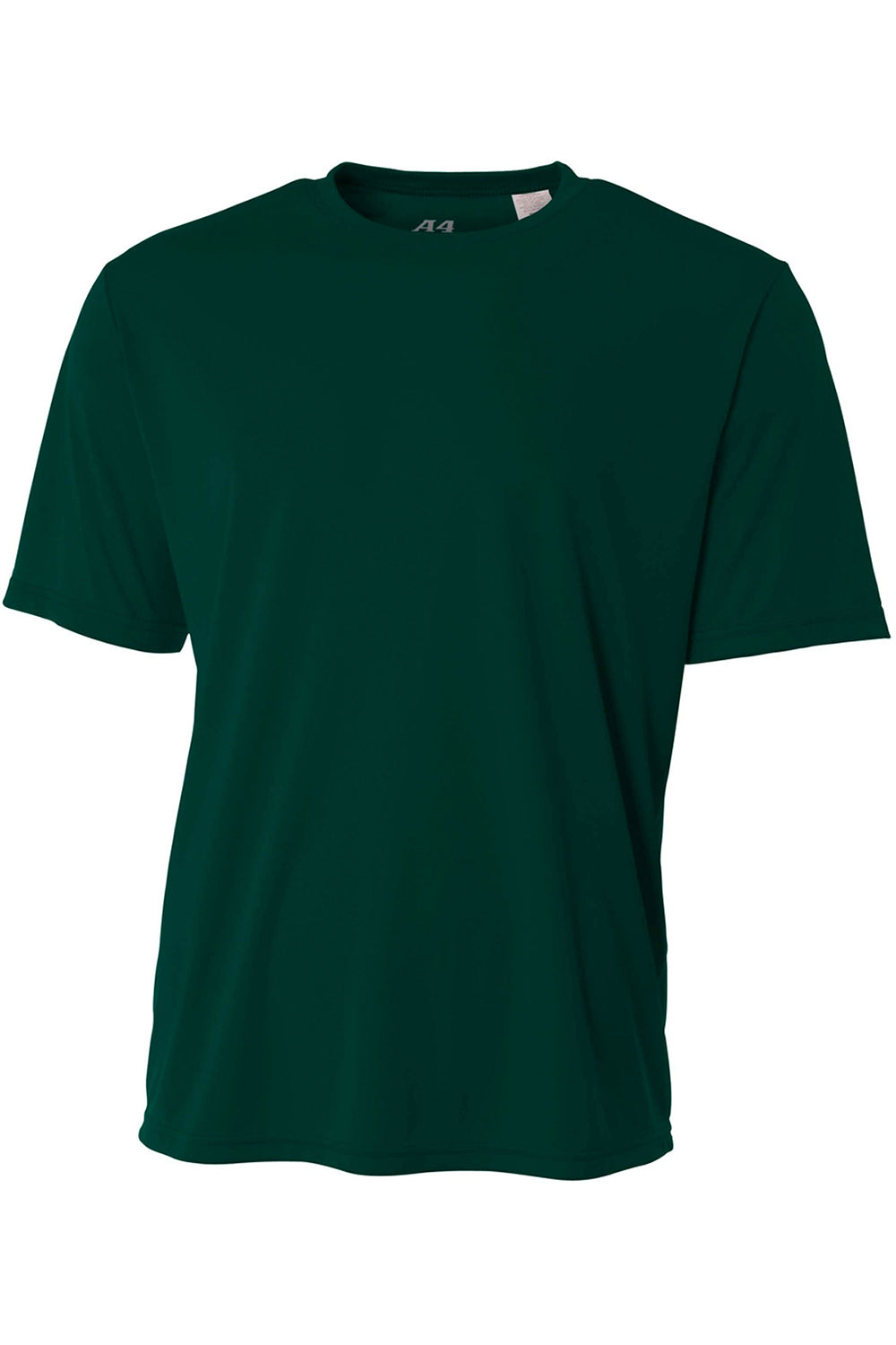 A4 N3142 Mens Performance Moisture Wicking Short Sleeve Crewneck T-Shirt Forest Green Flat Front