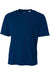 A4 N3142 Mens Performance Moisture Wicking Short Sleeve Crewneck T-Shirt Navy Blue Flat Front