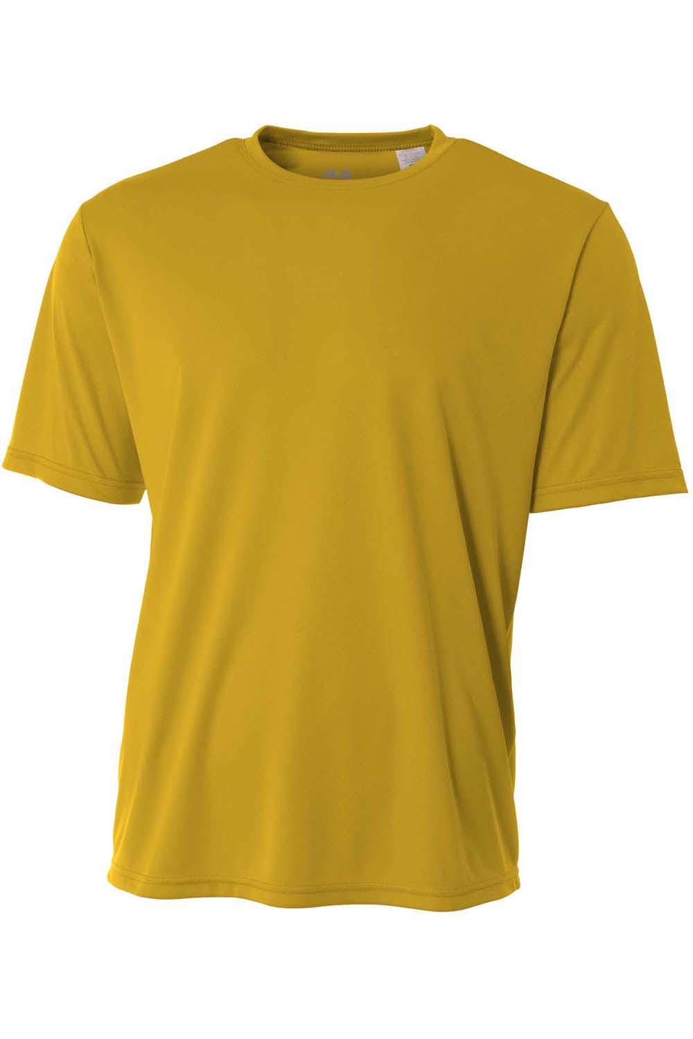 A4 N3142 Mens Performance Moisture Wicking Short Sleeve Crewneck T-Shirt Gold Flat Front