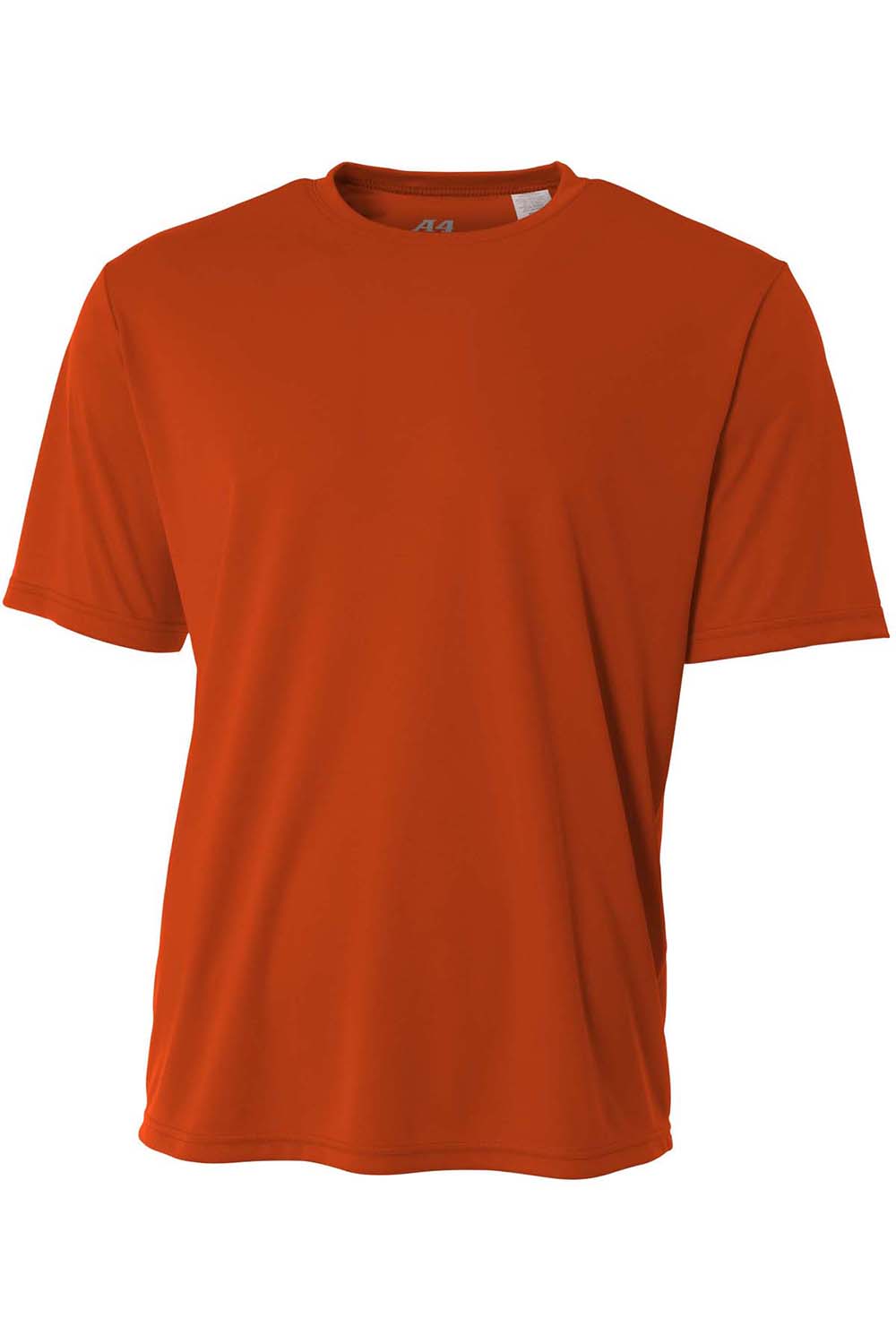A4 N3142 Mens Performance Moisture Wicking Short Sleeve Crewneck T-Shirt Orange Flat Front