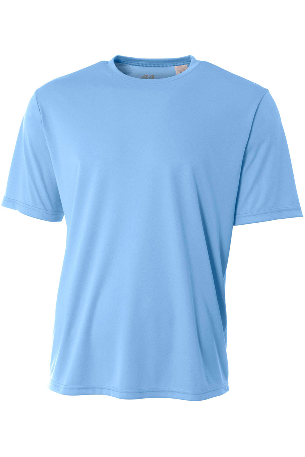 A4 N3142 Mens Performance Moisture Wicking Short Sleeve Crewneck T-Shirt Light Blue Flat Front