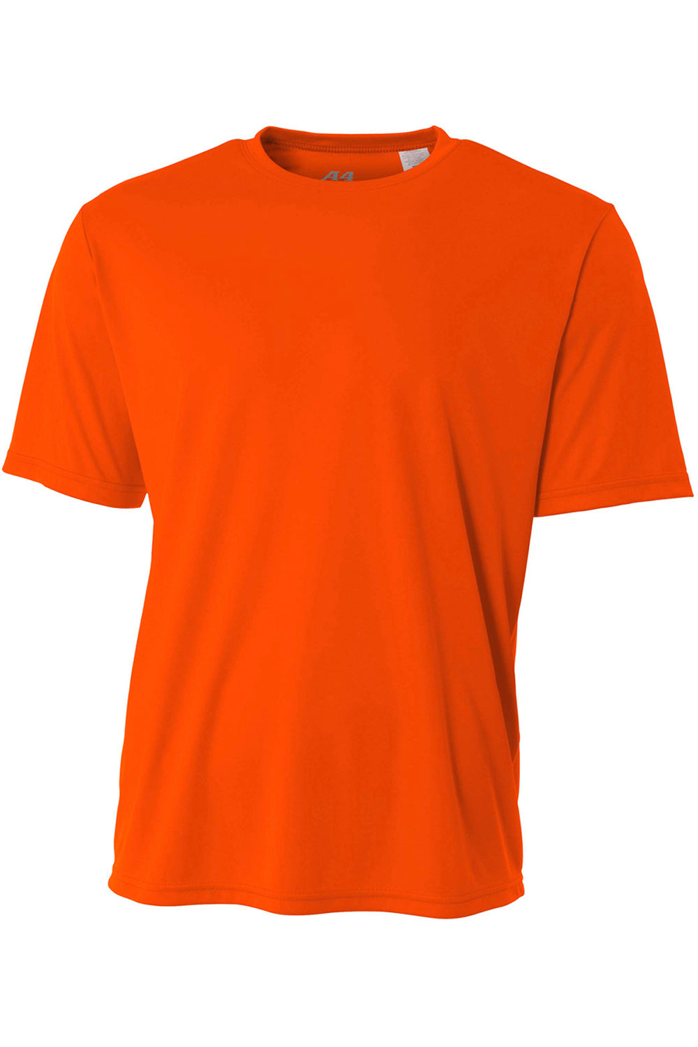 A4 N3142 Mens Performance Moisture Wicking Short Sleeve Crewneck T-Shirt Safety Orange Flat Front