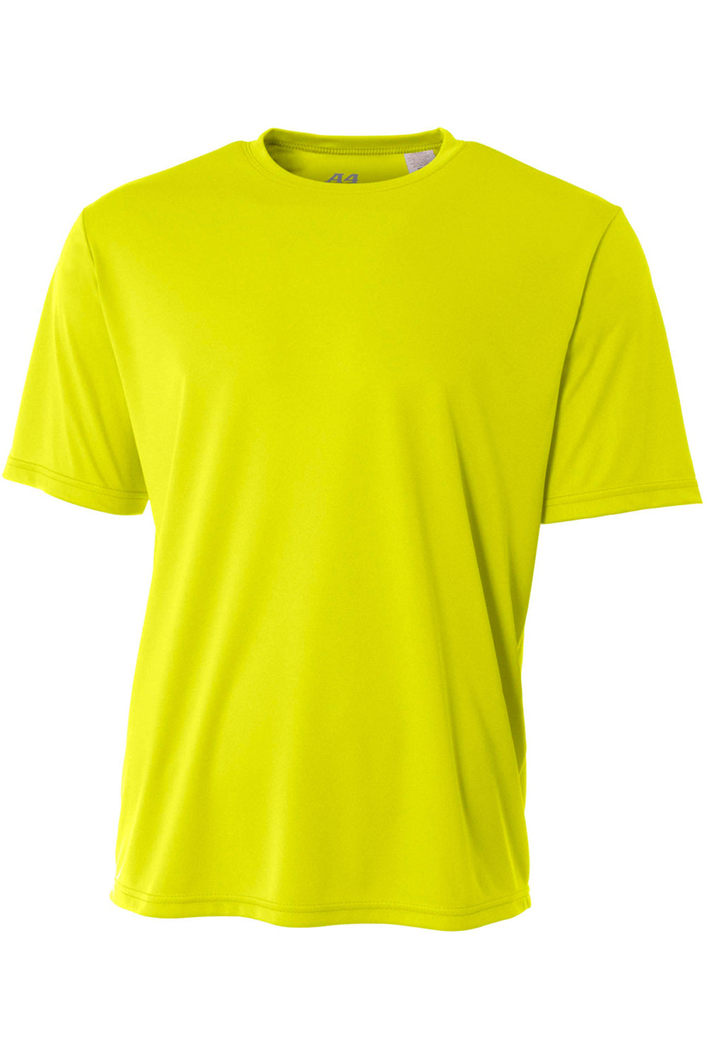 A4 N3142 Mens Performance Moisture Wicking Short Sleeve Crewneck T-Shirt Safety Yellow Flat Front