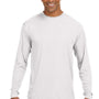 A4 Mens Performance Moisture Wicking Long Sleeve Crewneck T-Shirt - White