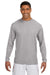 A4 N3165 Mens Performance Moisture Wicking Long Sleeve Crewneck T-Shirt Silver Grey Model Front