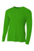 A4 N3165 Mens Performance Moisture Wicking Long Sleeve Crewneck T-Shirt Kelly Green Flat Front