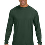 A4 Mens Performance Moisture Wicking Long Sleeve Crewneck T-Shirt - Forest Green