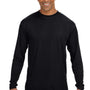 A4 Mens Performance Moisture Wicking Long Sleeve Crewneck T-Shirt - Black