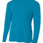 A4 Mens Performance Moisture Wicking Long Sleeve Crewneck T-Shirt - Electric Blue