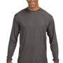 A4 Mens Performance Moisture Wicking Long Sleeve Crewneck T-Shirt - Graphite Grey