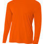 A4 Mens Performance Moisture Wicking Long Sleeve Crewneck T-Shirt - Safety Orange