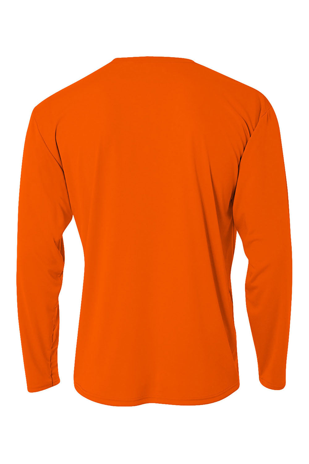 A4 N3165 Mens Performance Moisture Wicking Long Sleeve Crewneck T-Shirt Safety Orange Flat Back