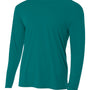 A4 Mens Performance Moisture Wicking Long Sleeve Crewneck T-Shirt - Teal Green