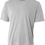 A4 Mens Sprint Performance Moisture Wicking Short Sleeve Crewneck T-Shirt - Silver Grey