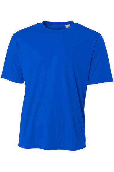 A4 N3402 Mens Sprint Performance Moisture Wicking Short Sleeve Crewneck T-Shirt Royal Blue Flat Front