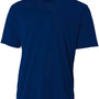 A4 Mens Sprint Performance Moisture Wicking Short Sleeve Crewneck T-Shirt - Navy Blue