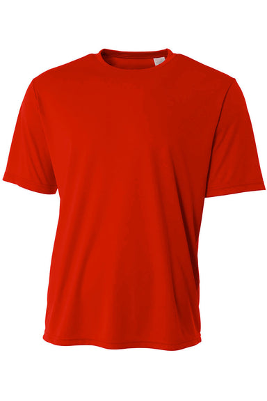 A4 N3402 Mens Sprint Performance Moisture Wicking Short Sleeve Crewneck T-Shirt Scarlet Red Flat Front