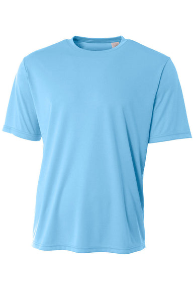 A4 N3402 Mens Sprint Performance Moisture Wicking Short Sleeve Crewneck T-Shirt Light Blue Flat Front