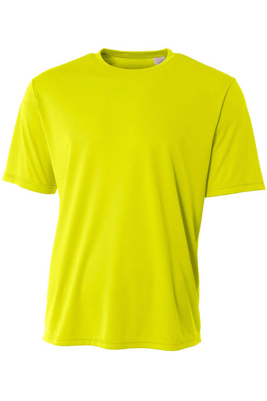 A4 N3402 Mens Sprint Performance Moisture Wicking Short Sleeve Crewneck T-Shirt Safety Yellow Flat Front