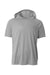 A4 N3408 Mens Performance Moisture Wicking Short Sleeve Hooded T-Shirt Hoodie Silver Grey Flat Front