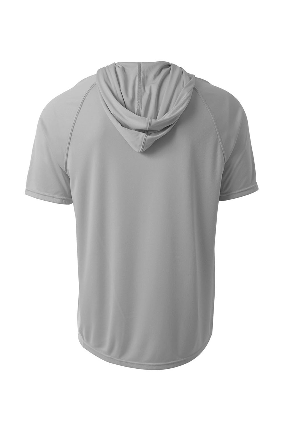 A4 N3408 Mens Performance Moisture Wicking Short Sleeve Hooded T-Shirt Hoodie Silver Grey Flat Back