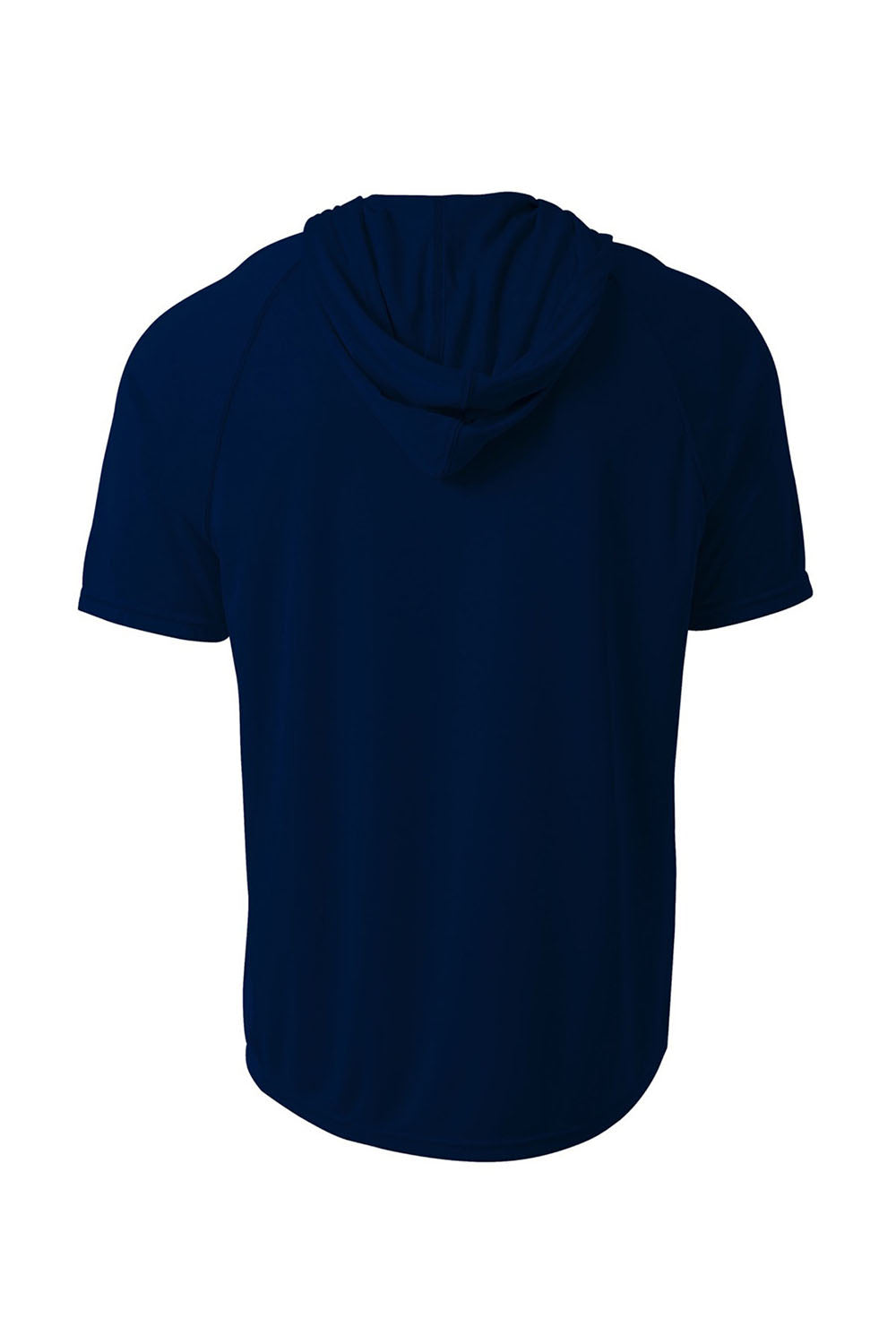A4 N3408 Mens Performance Moisture Wicking Short Sleeve Hooded T-Shirt Hoodie Navy Blue Flat Back