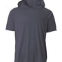 A4 Mens Performance Moisture Wicking Short Sleeve Hooded T-Shirt Hoodie - Graphite Grey