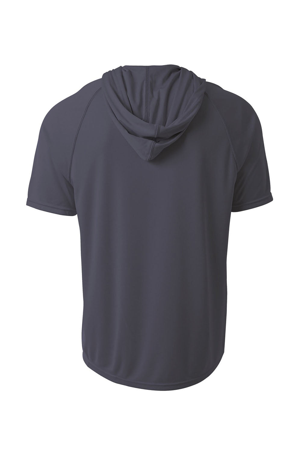 A4 N3408 Mens Performance Moisture Wicking Short Sleeve Hooded T-Shirt Hoodie Graphite Grey Flat Back