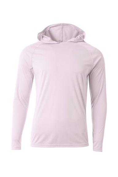 A4 N3409 Mens Performance Moisture Wicking Long Sleeve Hooded T-Shirt Hoodie White Flat Front