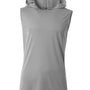 A4 Mens Performance Moisture Wicking Hooded Tank Top Hoodie - Silver Grey